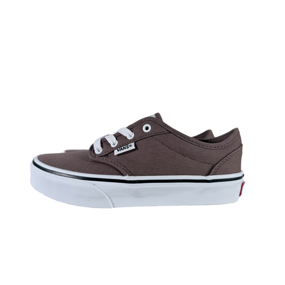 Vans‎ Atwood Shoes Youth Size 2 Brown Taupe Canvas Low Top Skate Sneakers